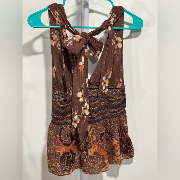 Free People Floral Halter Top in Brown and Pink - Picture 6 of 6